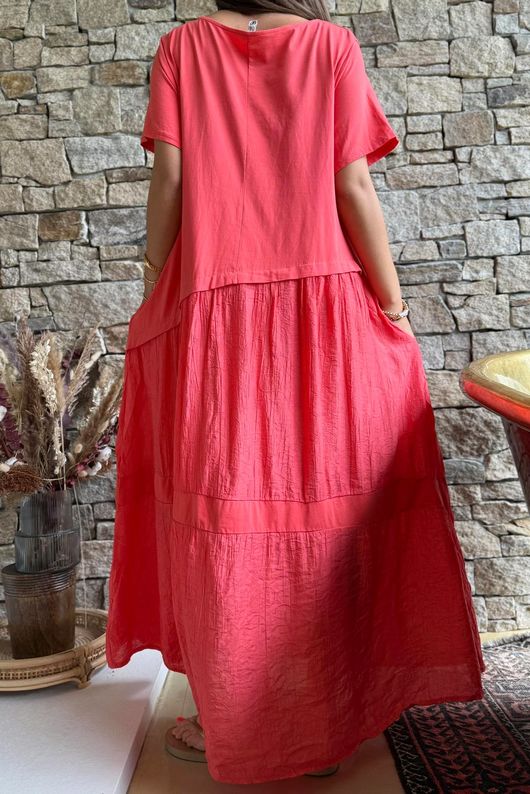 Tasha Damask T Shirt Maxi Dress Watermelon